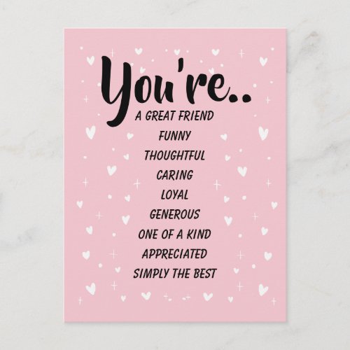 You're A Great Friend Funny Thoughtful Caring Postcard