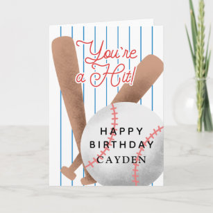 You're A Hit Baseball Kids Birthday Card