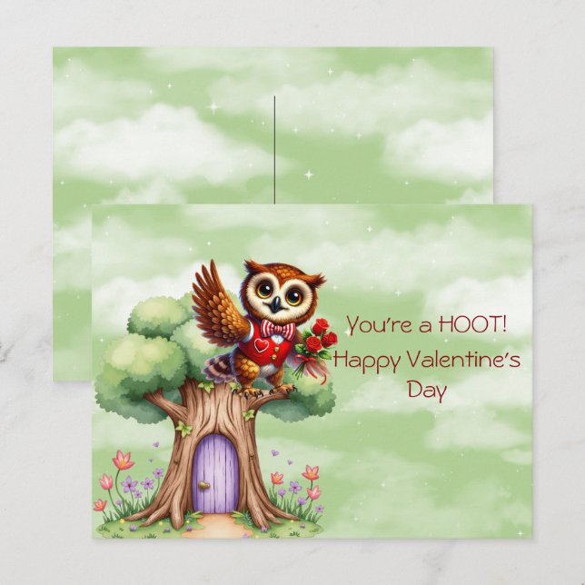 You're a HOOT!  Happy Valentine's Day Holiday Postcard (Front/Back)