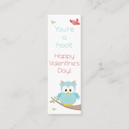 Youre a Hoot  Owl Valentine Bookmark Mini Business Card