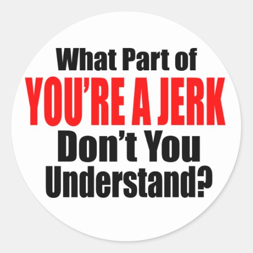 Youre a Jerk Classic Round Sticker