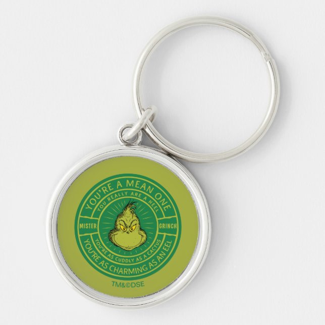 You're a Mean One Mister Grinch Badge Keychain (Front)