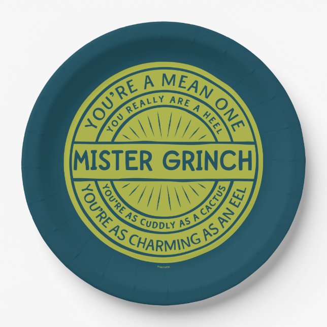 You're a Mean One Mister Grinch Quote Paper Plates (Front)