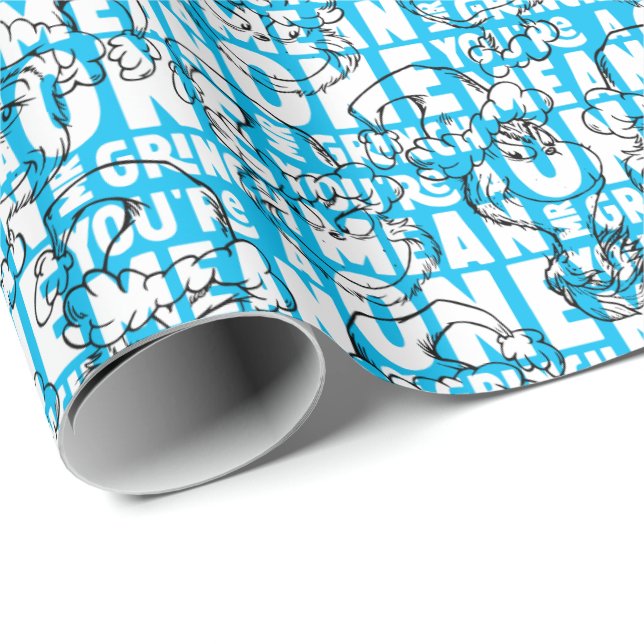 You're a Mean One Mr. Grinch Blue Pattern Wrapping Paper (Roll Corner)