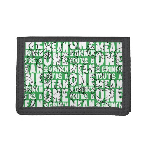 Youre a Mean One Mr Grinch Green Pattern Trifold Wallet