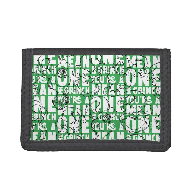 You're a Mean One Mr. Grinch Green Pattern Trifold Wallet (Front)