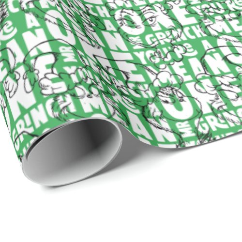 Youre a Mean One Mr Grinch Green Pattern Wrapping Paper