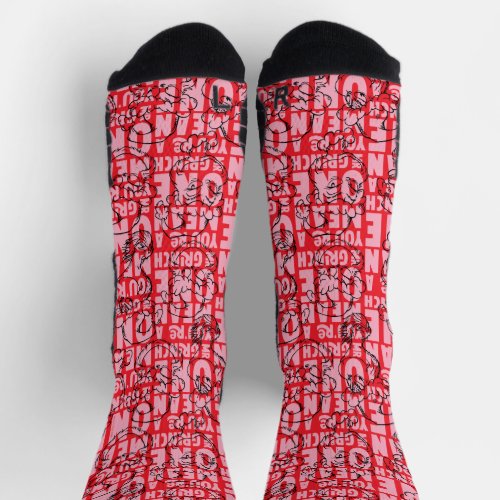 Youre a Mean One Mr Grinch Red Pattern Socks