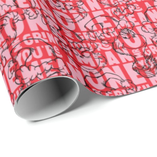Youre a Mean One Mr Grinch Red Pattern Wrapping Paper
