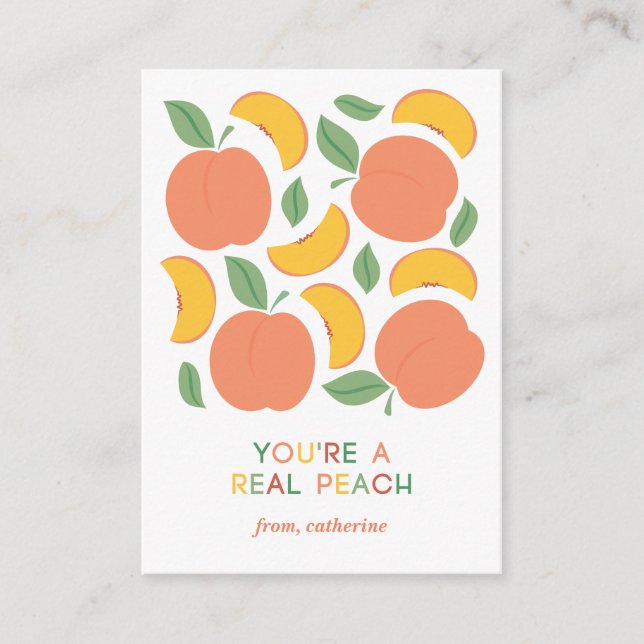 You're a Peach Class Valentine Card (Front)