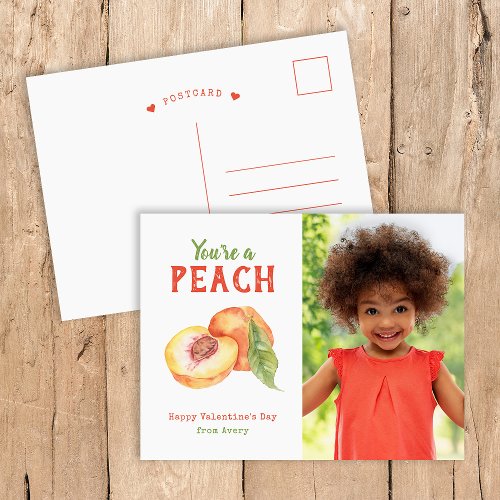 Youre a Peach Kids Photo Valentines Day Postcard