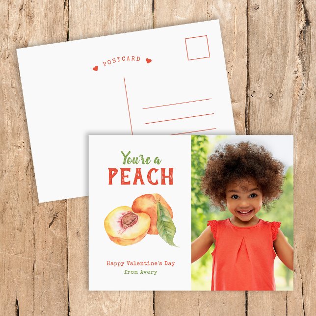 You're a Peach Kids Photo Valentine's Day Postcard (Creator Uploaded)