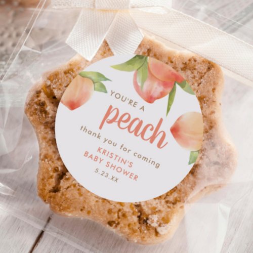 Youre A Peach Thank You For Coming Baby Shower Classic Round Sticker
