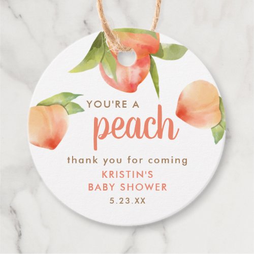 Youre A Peach Thank You For Coming Baby Shower  Favor Tags