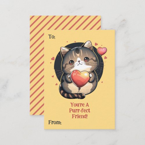 Youre A Purrfect Friend Cat Themed Valentines Note Card
