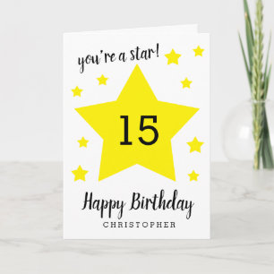 You're a star 15th Birthday Card