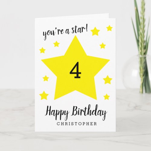 Youre a Star 4th Birthday Card