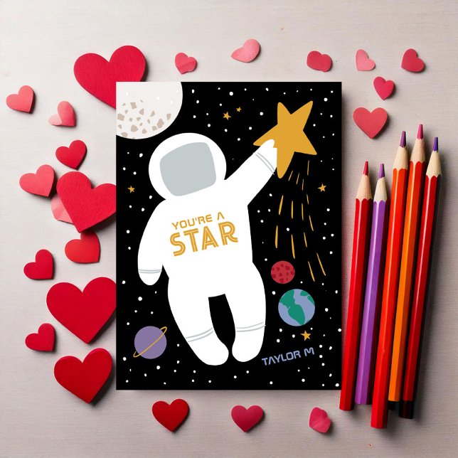 You're a Star Astornaut Classroom Valentines Card (Creator Uploaded)