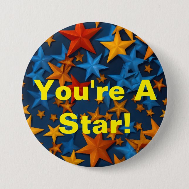 "You're a Star!" Colorful Star Achievement Badge Button (Front)