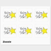 Orange sparkly glitter star sticker, Zazzle