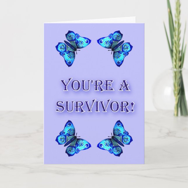 You're a survivor! cancer support pink ribbon card (Front)