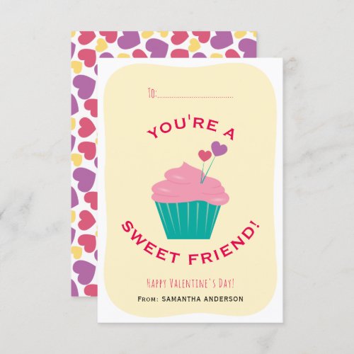 Youre A Sweet Friend Cupcake Classroom Valentine Invitation