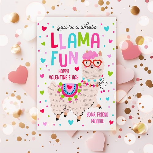 Youre A Whole Llama Fun Valentine Classroom Card