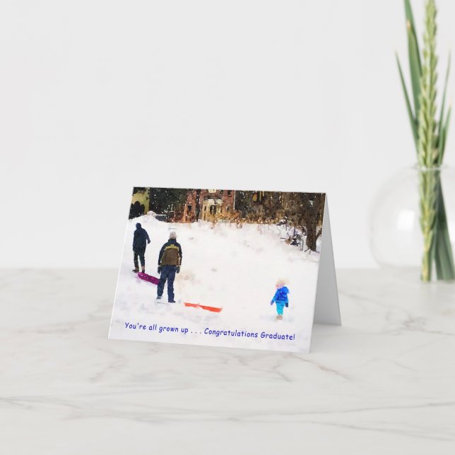 You're All Grown Up Boys who love Snow Graduation Card (Front)