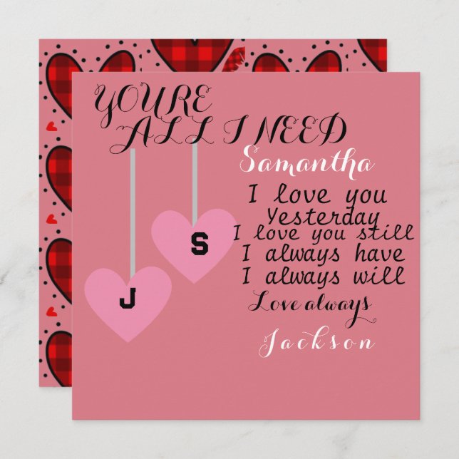 You're all I need personalized Valentine's day  (Front/Back)
