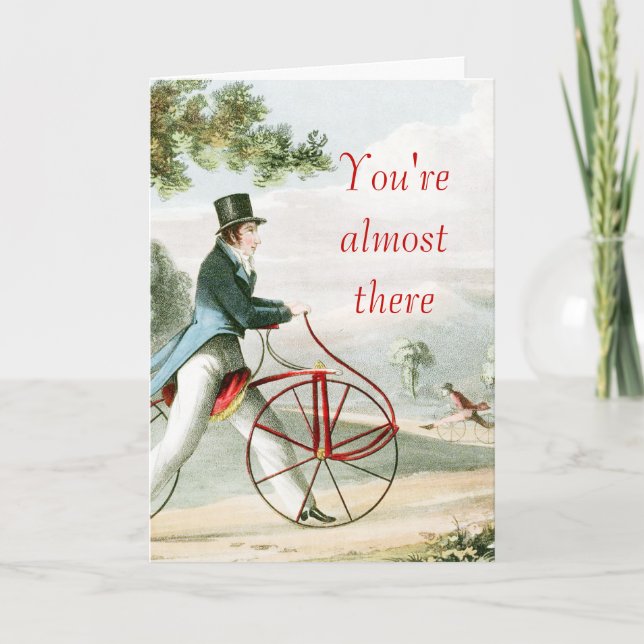 You're Almost There Pedestrian Hobbyhorse Bicycle Card (Front)