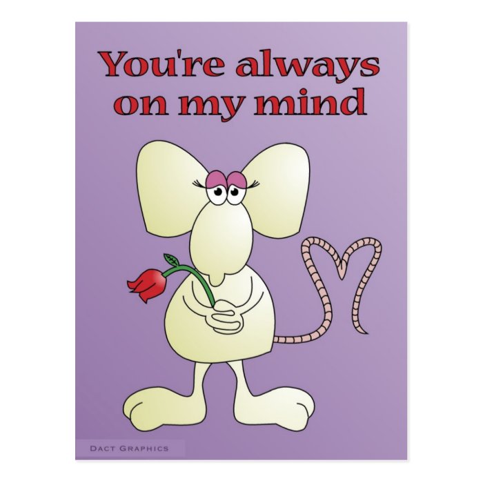 "You're always on my mind rat" postcard