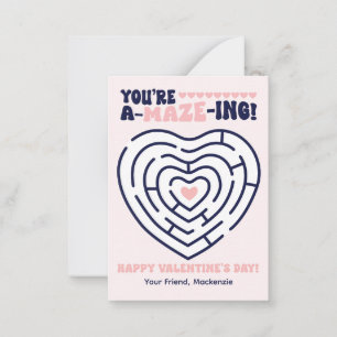 You're Amazing Maze Classroom Valentine Note Card