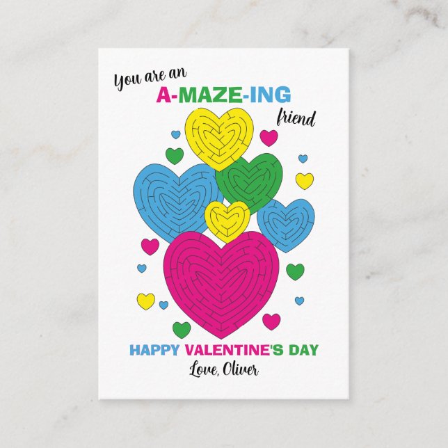 You're Amazing Maze Classroom Valentine Note Card (Front)