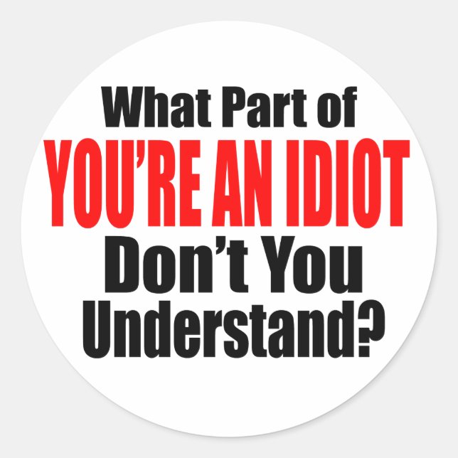 You're an Idiot Classic Round Sticker (Front)