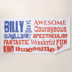 You're Awesome Custom Name Red White Blue USA Flag Beach Towel