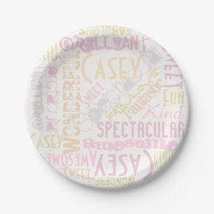 You're Awesome Personalize Words lavender Peach Paper Plates