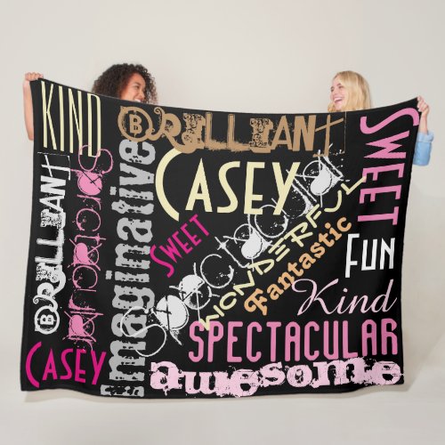 Youre Awesome Personalized Names Words Black Pink Fleece Blanket