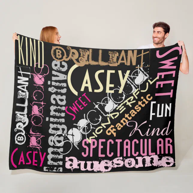 You're Awesome Personalized Names Words Black Pink Fleece Blanket Zazzle