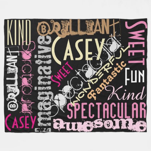 You're Awesome Personalized Names Words Black Pink Fleece Blanket Zazzle