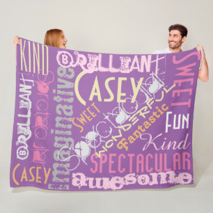 You're Awesome Personalized Names Words Purple Fleece Blanket