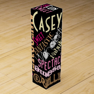 You're Awesome Personalized Words Black and Pink Wine Box