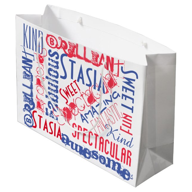 You're Awesome! Red White and Blue Personalized Large Gift Bag (Back Angled)