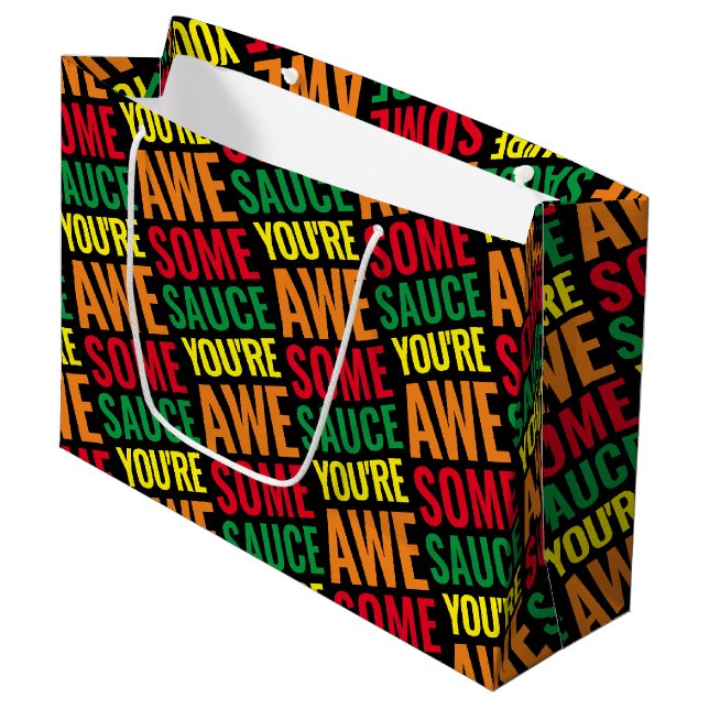 You're Awesomesauce! World Compliment Day Large Gift Bag (Front Angled)