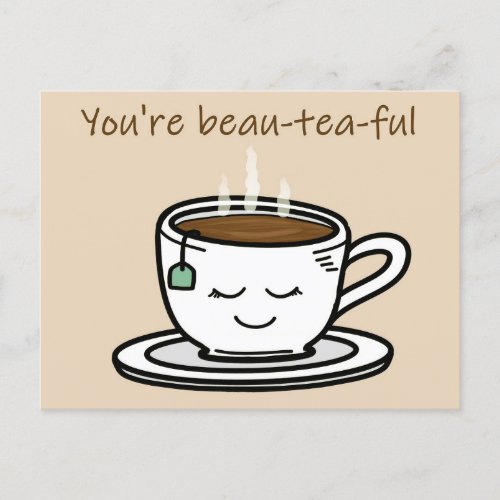 Youre beautiful pun card for lover