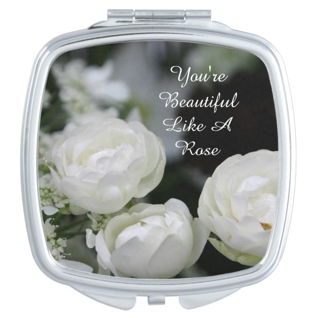You're Beautiful White Rose Compact Mirror(square) Mirror For Makeup (Front)