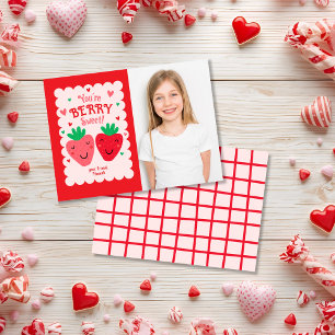 You're Berry Sweet Kids Classroom Valentine Photo Note Card