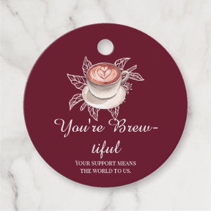 You're Brew-tiful Burgundy Coffee Gift Tag