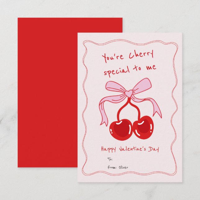You're Cherry Special To Me Funny Valentines Day Note Card (Front/Back)