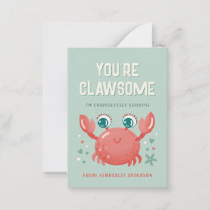 You're Clawsome Classroom Valentine's Day Card