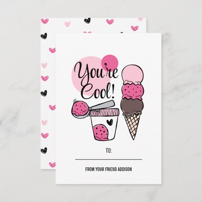 You're Cool Kids Classroom Valentine Card (Front/Back)